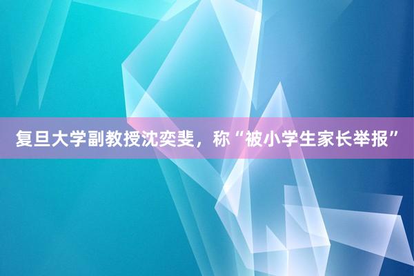 复旦大学副教授沈奕斐，称“被小学生家长举报”