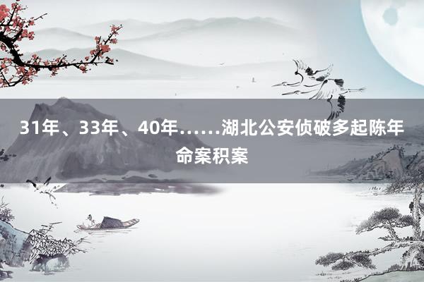 31年、33年、40年……湖北公安侦破多起陈年命案积案