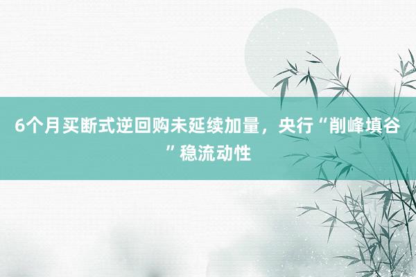 6个月买断式逆回购未延续加量，央行“削峰填谷”稳流动性