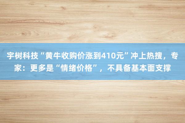 宇树科技“黄牛收购价涨到410元”冲上热搜，专家：更多是“情绪价格”，不具备基本面支撑