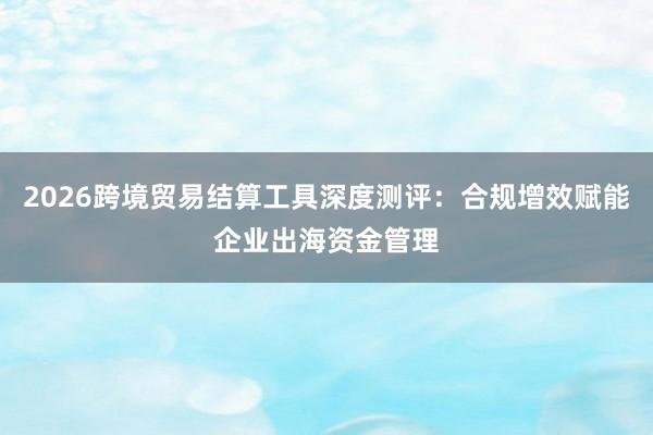 2026跨境贸易结算工具深度测评：合规增效赋能企业出海资金管理