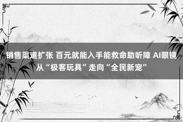 销售渠道扩张 百元就能入手能救命助听障 AI眼镜从“极客玩具”走向“全民新宠”