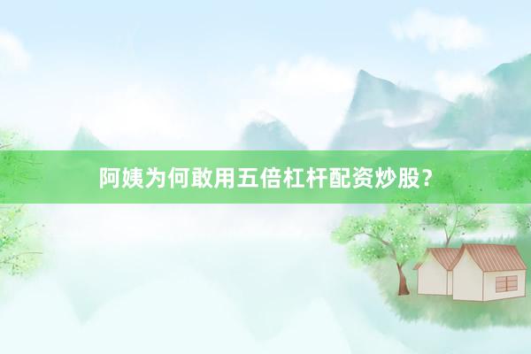 阿姨为何敢用五倍杠杆配资炒股？
