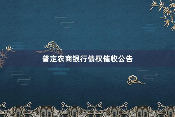 普定农商银行债权催收公告