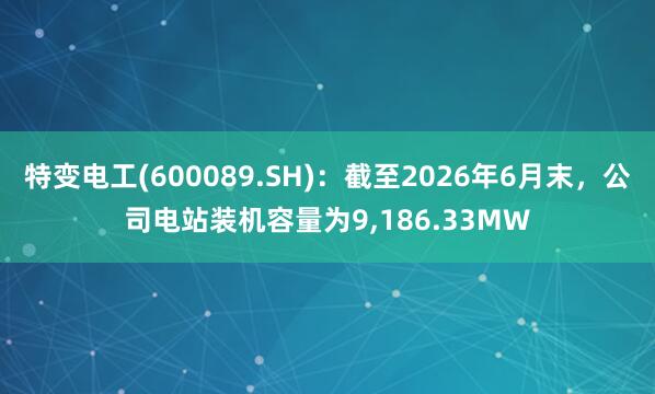 特变电工(600089.SH)：截至2026年6月末，公司电站装机容量为9,186.33MW