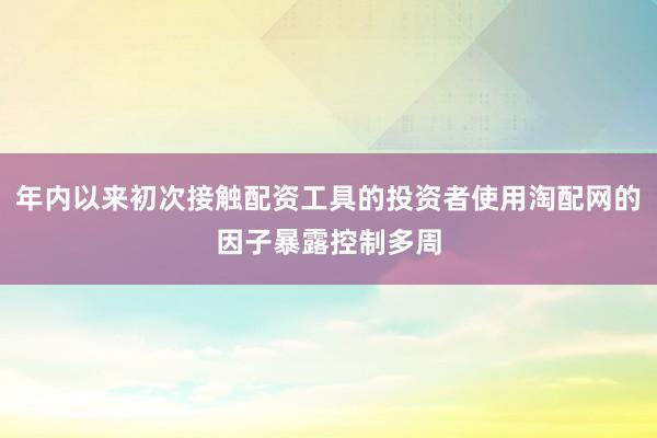 年内以来初次接触配资工具的投资者使用淘配网的因子暴露控制多周