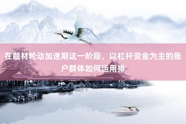 在题材轮动加速期这一阶段，以杠杆资金为主的账户群体如何运用排