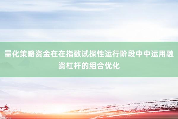 量化策略资金在在指数试探性运行阶段中中运用融资杠杆的组合优化