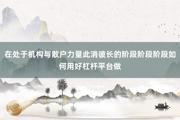 在处于机构与散户力量此消彼长的阶段阶段阶段如何用好杠杆平台做