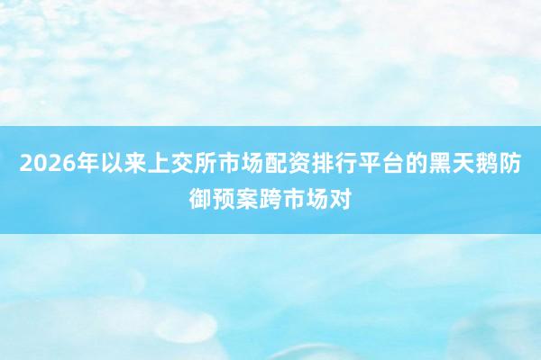2026年以来上交所市场配资排行平台的黑天鹅防御预案跨市场对