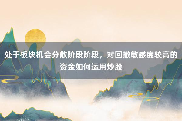 处于板块机会分散阶段阶段,对回撤敏感度较高的资金如何运用炒股