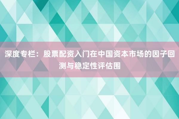深度专栏：股票配资入门在中国资本市场的因子回测与稳定性评估围