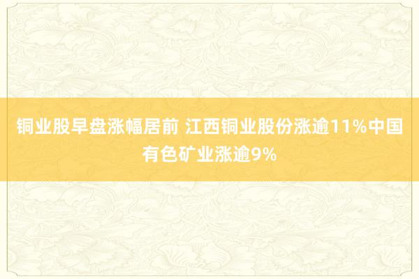 铜业股早盘涨幅居前 江西铜业股份涨逾11%中国有色矿业涨逾9%