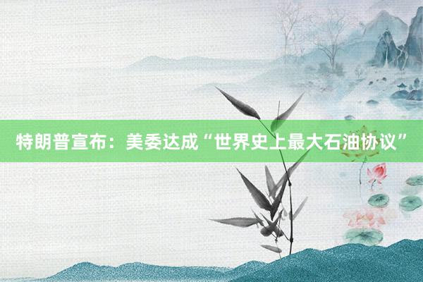 特朗普宣布：美委达成“世界史上最大石油协议”