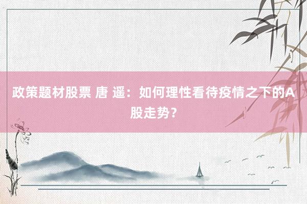 政策题材股票 唐 遥：如何理性看待疫情之下的A股走势？