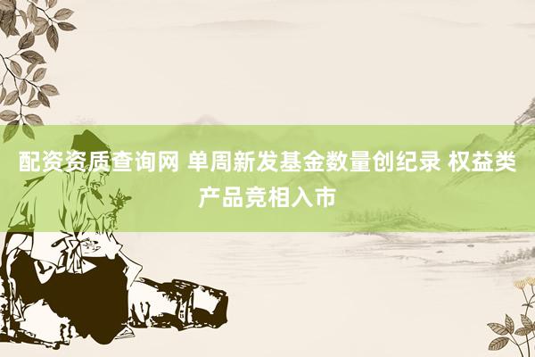 配资资质查询网 单周新发基金数量创纪录 权益类产品竞相入市