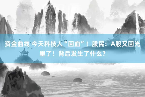 资金曲线 今天科技人“回血”！股民：A股又回光里了！背后发生了什么？
