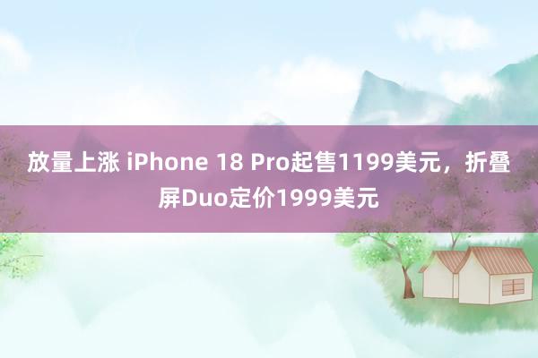 放量上涨 iPhone 18 Pro起售1199美元，折叠屏Duo定价1999美元