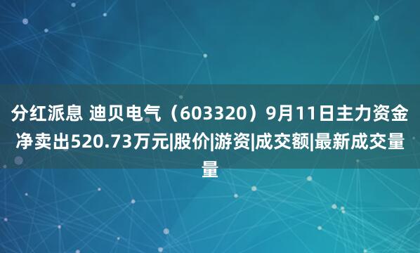 分红派息 迪贝电气（603320）9月11日主力资金净卖出520.73万元|股价|游资|成交额|最新成交量