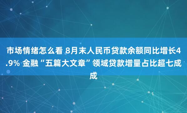 市场情绪怎么看 8月末人民币贷款余额同比增长4.9% 金融“五篇大文章”领域贷款增量占比超七成