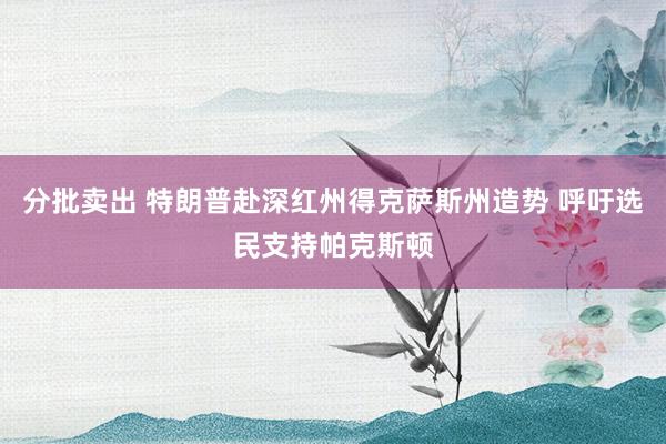 分批卖出 特朗普赴深红州得克萨斯州造势 呼吁选民支持帕克斯顿