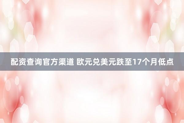 配资查询官方渠道 欧元兑美元跌至17个月低点