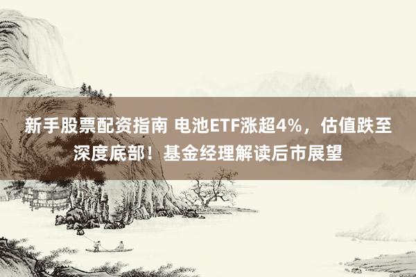 新手股票配资指南 电池ETF涨超4%，估值跌至深度底部！基金经理解读后市展望