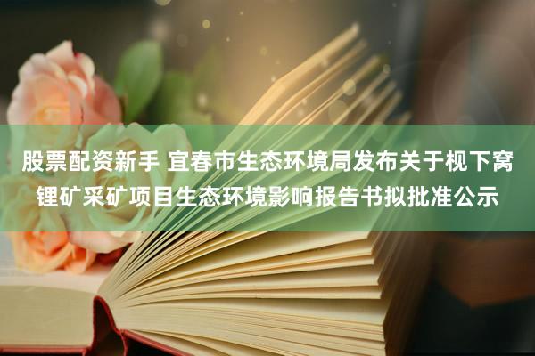 股票配资新手 宜春市生态环境局发布关于枧下窝锂矿采矿项目生态环境影响报告书拟批准公示