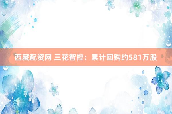 西藏配资网 三花智控:累计回购约581万股